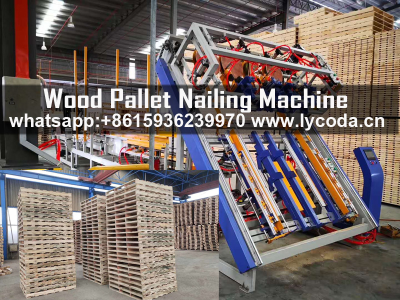 Wood pallet nailing machine