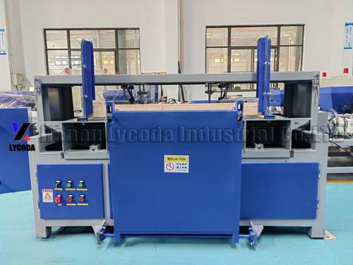 Double head wood pallet trenching machine